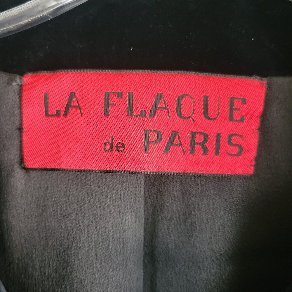 LA FLAQUE de PARIS Vintage Black Velvet Long Double Breasted Jacket - Picture 2 of 9